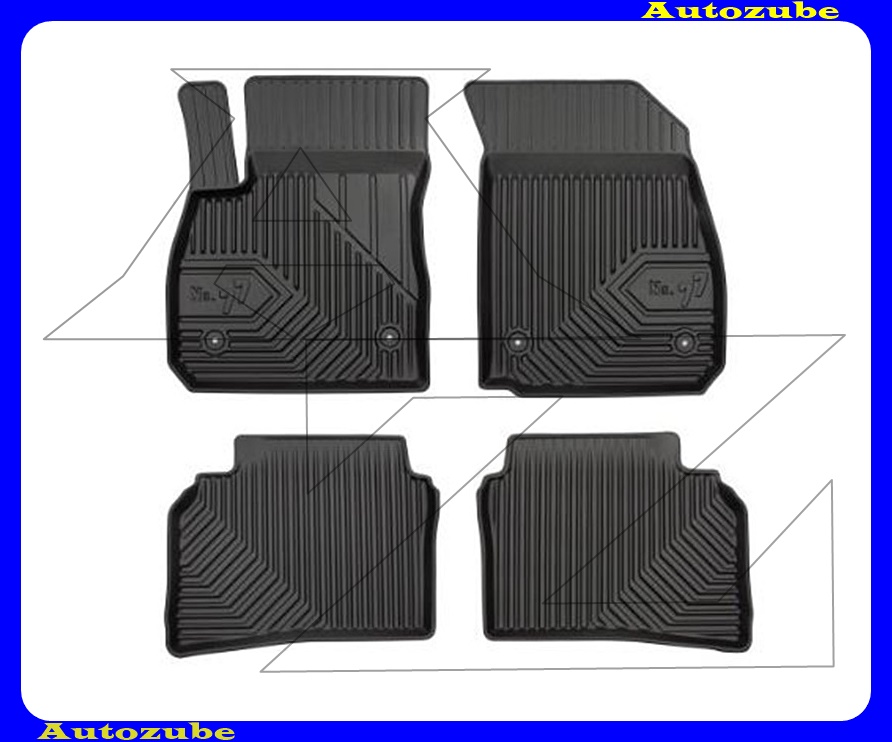 Gumiszőnyeg garnitúra (4db) méretpontos, 2-3mm vastagságú, 35-40mm magas peremmel - kíválló mínőségű gumi, vanília illattal Gumiszőnyeg garnitúra (4db) méretpontos, 2-3mm vastagságú, 35-40mm magas peremmel - kíválló mínőségű gumi, vanília illattal