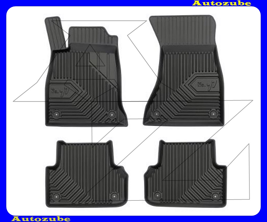 Gumiszőnyeg garnitúra (4db) méretpontos, 2-3mm vastagságú, 35-40mm magas peremmel - kíválló mínőségű gumi, vanília illattal Gumiszőnyeg garnitúra (4db) méretpontos, 2-3mm vastagságú, 35-40mm magas peremmel - kíválló mínőségű gumi, vanília illattal