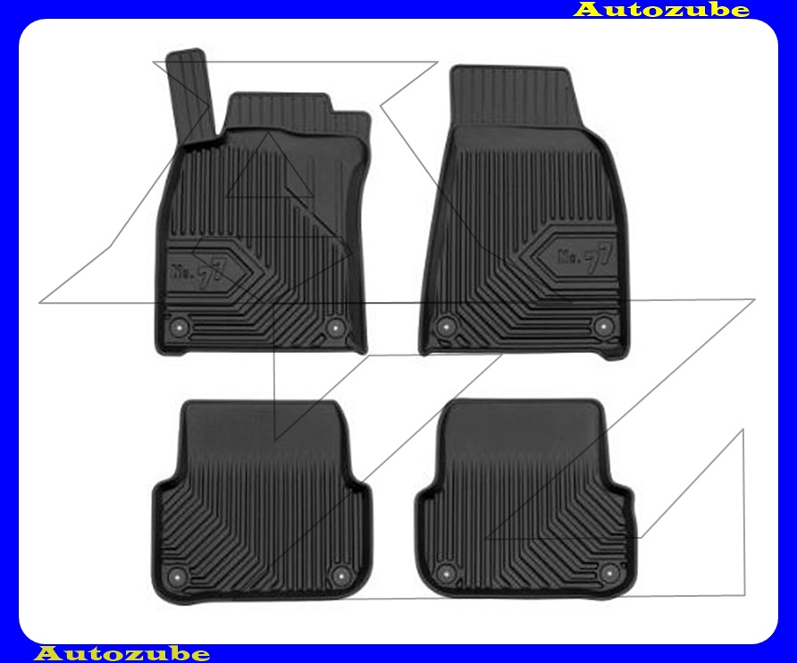 Gumiszőnyeg garnitúra (4db) méretpontos, 2-3mm vastagságú, 35-40mm magas peremmel - kíválló mínőségű gumi, vanília illattal Gumiszőnyeg garnitúra (4db) méretpontos, 2-3mm vastagságú, 35-40mm magas peremmel - kíválló mínőségű gumi, vanília illattal