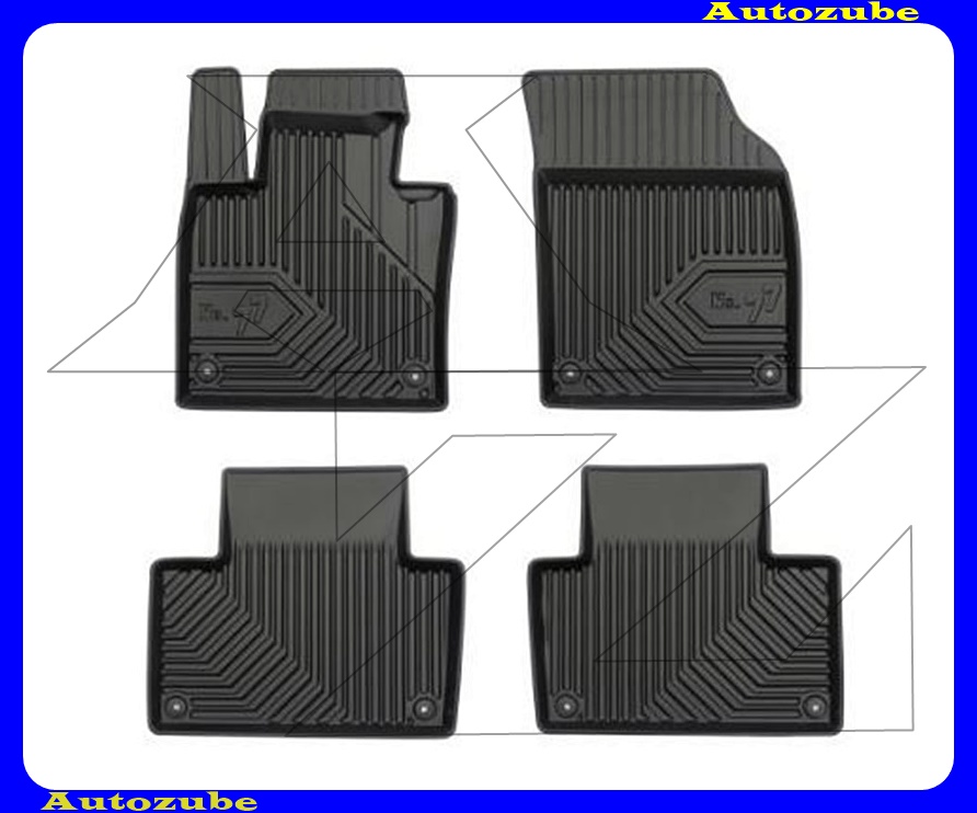 Gumiszőnyeg garnitúra (4db) méretpontos, 2-3mm vastagságú, 35-40mm magas peremmel - kíválló mínőségű gumi, vanília illattal Gumiszőnyeg garnitúra (4db) méretpontos, 2-3mm vastagságú, 35-40mm magas peremmel - kíválló mínőségű gumi, vanília illattal