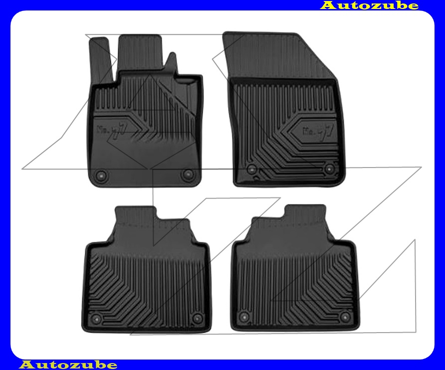 Gumiszőnyeg garnitúra (4db) méretpontos, 2-3mm vastagságú, 35-40mm magas peremmel - kíválló mínőségű gumi, vanília illattal Gumiszőnyeg garnitúra (4db) méretpontos, 2-3mm vastagságú, 35-40mm magas peremmel - kíválló mínőségű gumi, vanília illattal