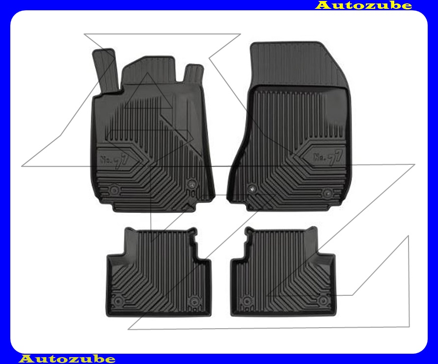 Gumiszőnyeg garnitúra (4db) méretpontos, 2-3mm vastagságú, 35-40mm magas peremmel - kíválló mínőségű gumi, vanília illattal Gumiszőnyeg garnitúra (4db) méretpontos, 2-3mm vastagságú, 35-40mm magas peremmel - kíválló mínőségű gumi, vanília illattal