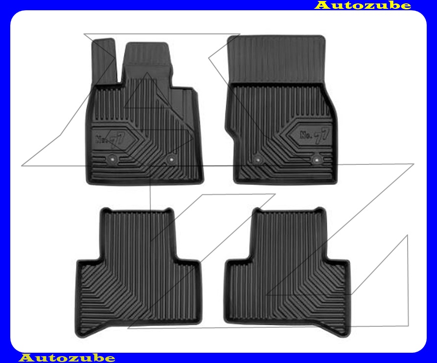 Gumiszőnyeg garnitúra (4db) méretpontos, 2-3mm vastagságú, 35-40mm magas peremmel - kíválló mínőségű gumi, vanília illattal Gumiszőnyeg garnitúra (4db) méretpontos, 2-3mm vastagságú, 35-40mm magas peremmel - kíválló mínőségű gumi, vanília illattal