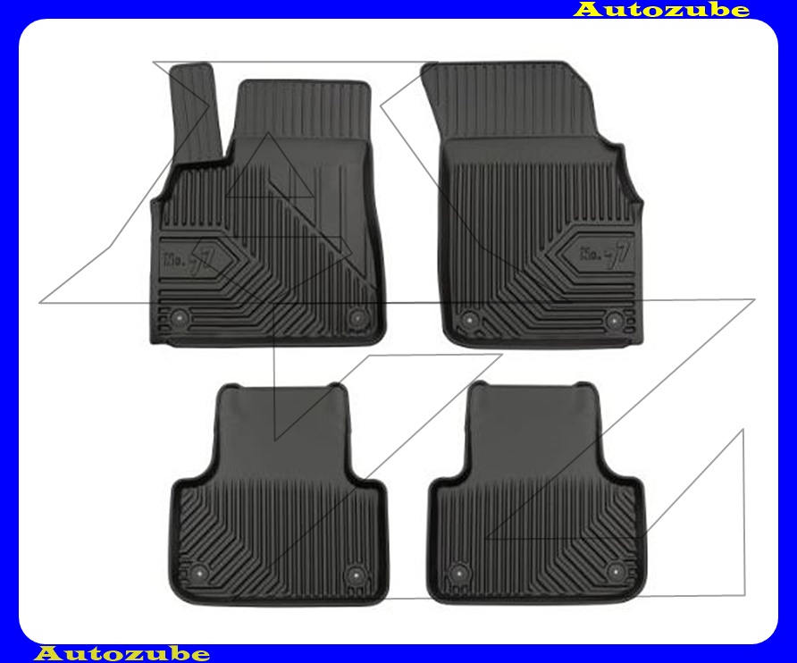Gumiszőnyeg garnitúra (4db) méretpontos, 2-3mm vastagságú, 35-40mm magas peremmel - kíválló mínőségű gumi, vanília illattal Gumiszőnyeg garnitúra (4db) méretpontos, 2-3mm vastagságú, 35-40mm magas peremmel - kíválló mínőségű gumi, vanília illattal