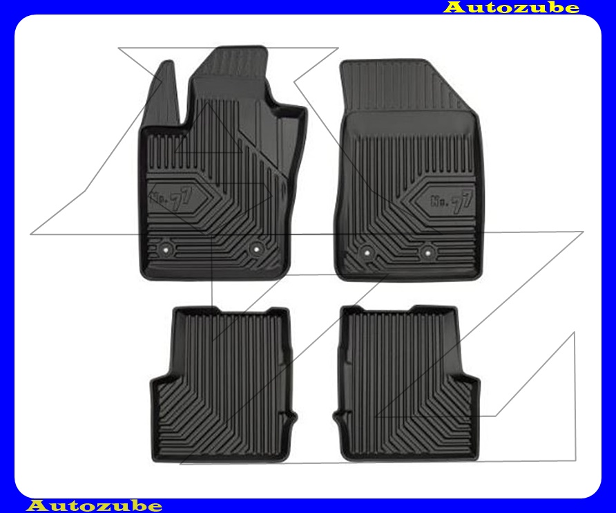 Gumiszőnyeg garnitúra (4db) méretpontos, 2-3mm vastagságú, 35-40mm magas peremmel - kíválló mínőségű gumi, vanília illattal Gumiszőnyeg garnitúra (4db) méretpontos, 2-3mm vastagságú, 35-40mm magas peremmel - kíválló mínőségű gumi, vanília illattal