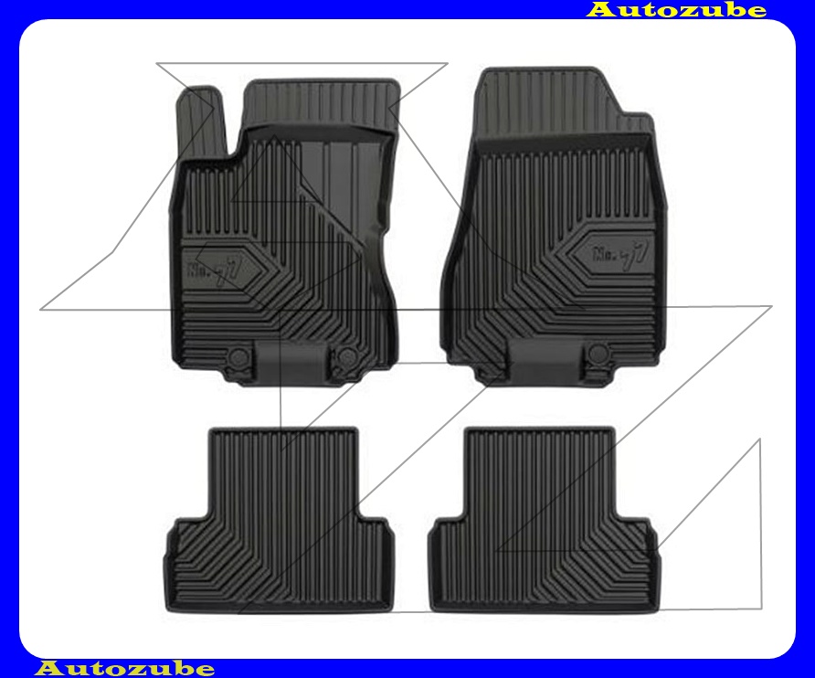Gumiszőnyeg garnitúra (4db) méretpontos, 2-3mm vastagságú, 35-40mm magas peremmel - kíválló mínőségű gumi, vanília illattal Gumiszőnyeg garnitúra (4db) méretpontos, 2-3mm vastagságú, 35-40mm magas peremmel - kíválló mínőségű gumi, vanília illattal