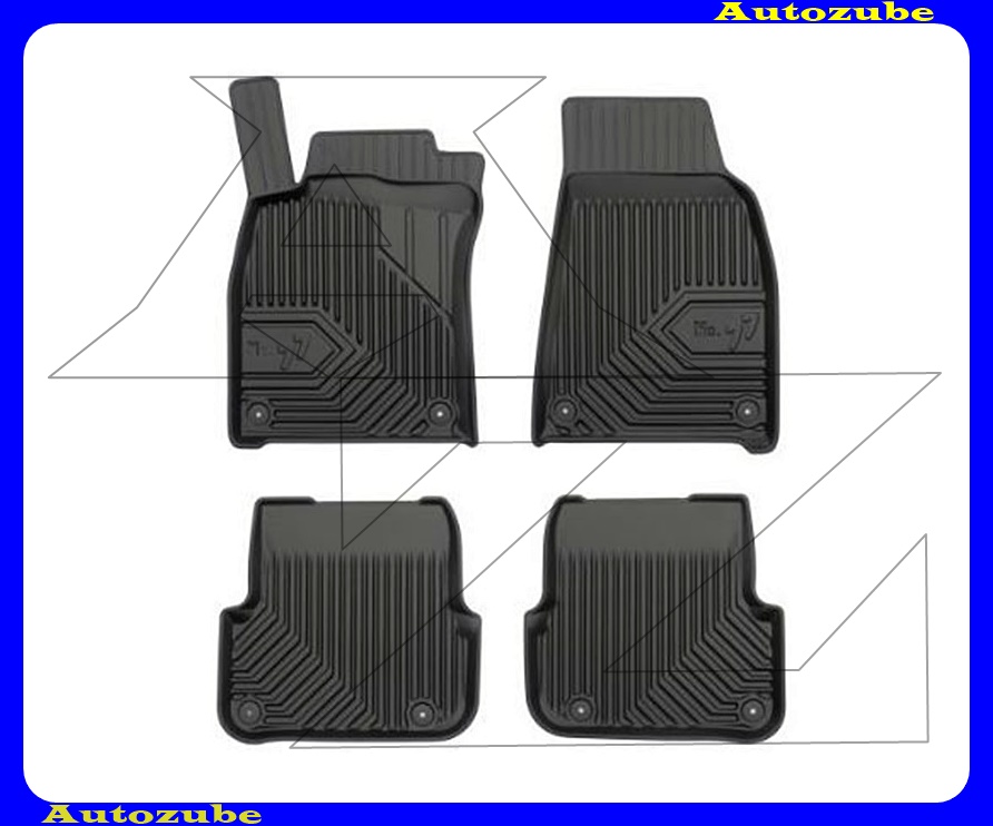 Gumiszőnyeg garnitúra (4db) méretpontos, 2-3mm vastagságú, 35-40mm magas peremmel - kíválló mínőségű gumi, vanília illattal Gumiszőnyeg garnitúra (4db) méretpontos, 2-3mm vastagságú, 35-40mm magas peremmel - kíválló mínőségű gumi, vanília illattal