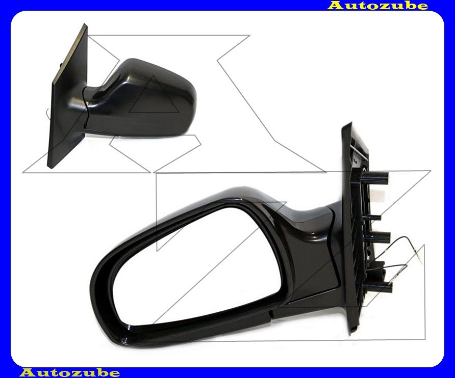 Visszapillantó tükör bal, elektromos, fűthető-domború tükörlappal, fekete borítással Visszapillantó tükör bal, elektromos, fűthető-domború tükörlappal, fekete borítással