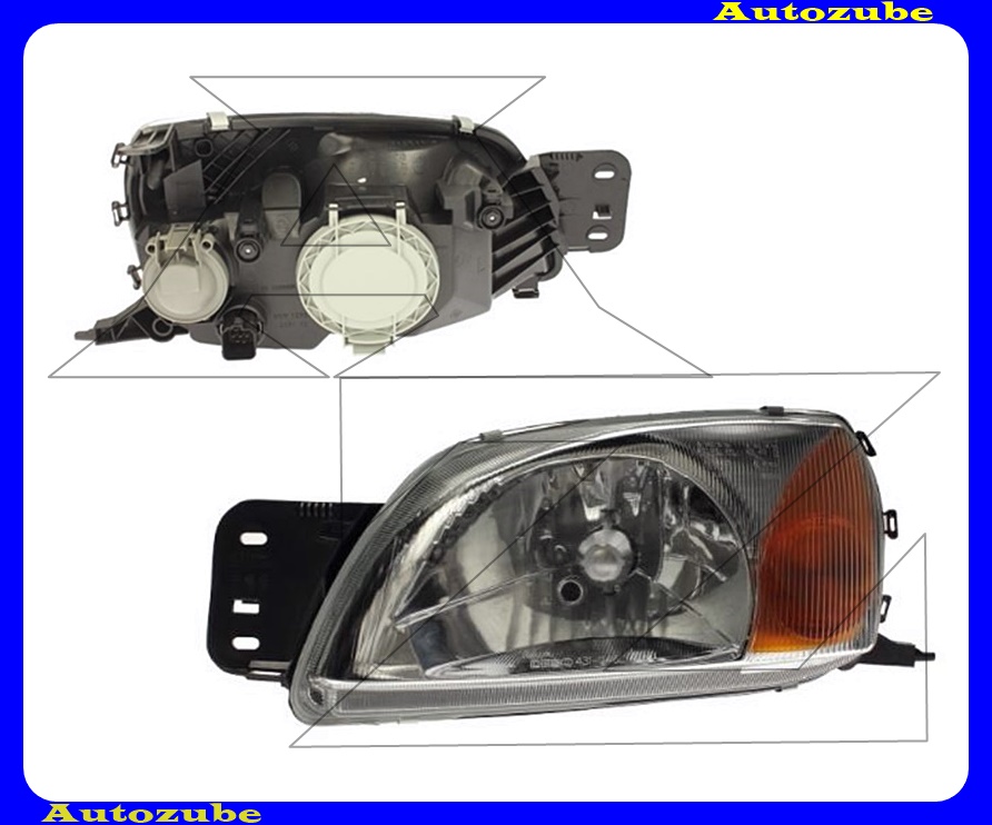 Fényszóró bal (H4) motorral {DEPO} Fényszóró bal (H4) motorral {DEPO}