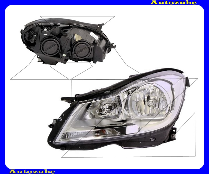 Fényszóró bal króm házas (H7/H7) motorral {MAGNETI MARELLI} Fényszóró bal króm házas (H7/H7) motorral {MAGNETI MARELLI}