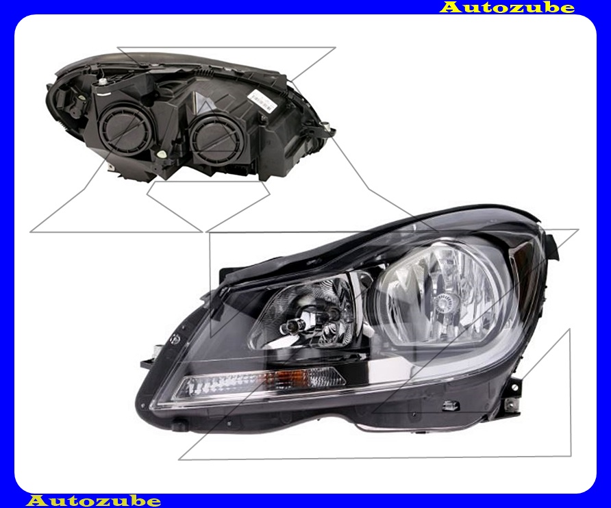 Fényszóró bal fekete házas (H7/H7) motorral {MAGNETI MARELLI} Fényszóró bal fekete házas (H7/H7) motorral {MAGNETI MARELLI}