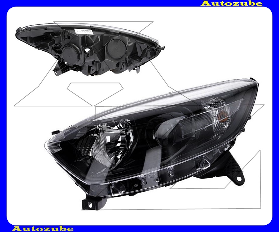 Fényszóró bal (H1/H1) fekete díszléccel, motorral {MAGNETI MARELLI} Fényszóró bal (H1/H1) fekete díszléccel, motorral {MAGNETI MARELLI}