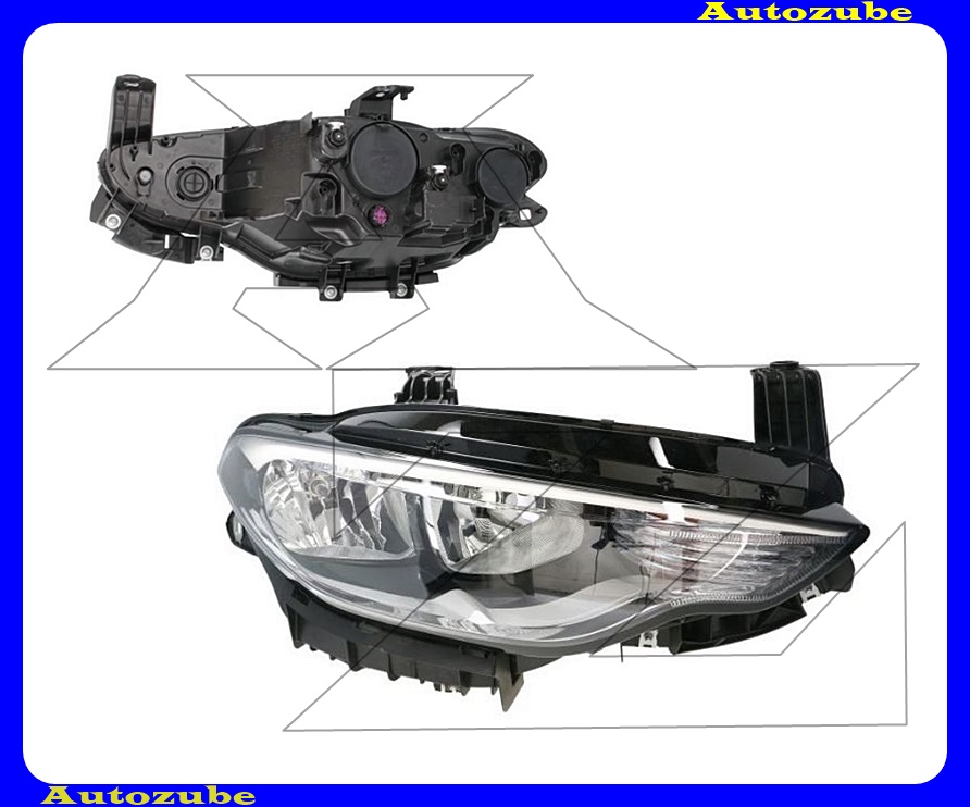 Fényszóró jobb (H7/H15) króm betéttel, motorral {MAGNETI MARELLI} Fényszóró jobb (H7/H15) króm betéttel, motorral {MAGNETI MARELLI}