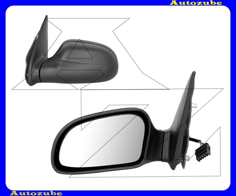 Visszapillantó tükör bal, elektromos, fűthető-domború tükörlappal, fekete borítással Visszapillantó tükör bal, elektromos, fűthető-domború tükörlappal, fekete borítással