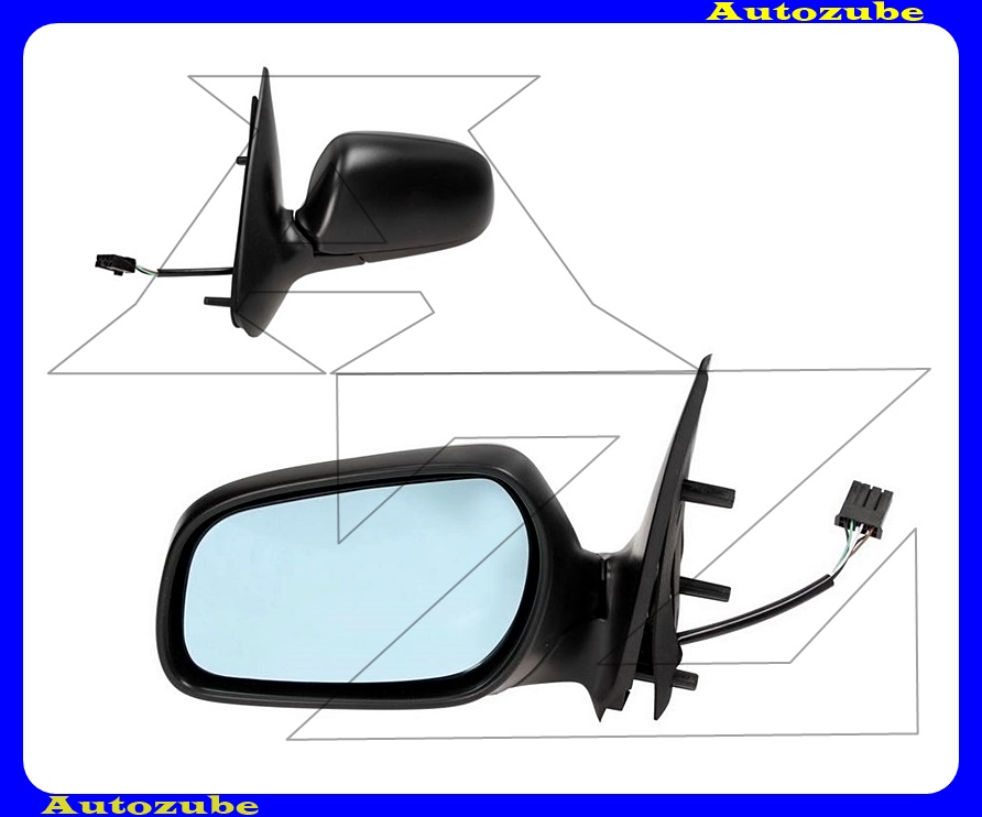 Visszapillantó tükör bal, elektromos, fűthető-aszférikus-kék tükörlappal, fekete borítással