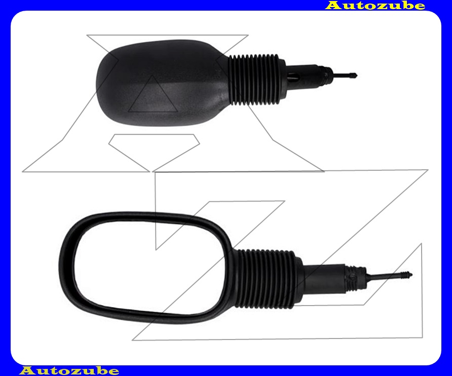 Visszapillantó tükör oldalfüggetlen, manuális, domború tükörlappal, fekete borítással Visszapillantó tükör oldalfüggetlen, manuális, domború tükörlappal, fekete borítással
