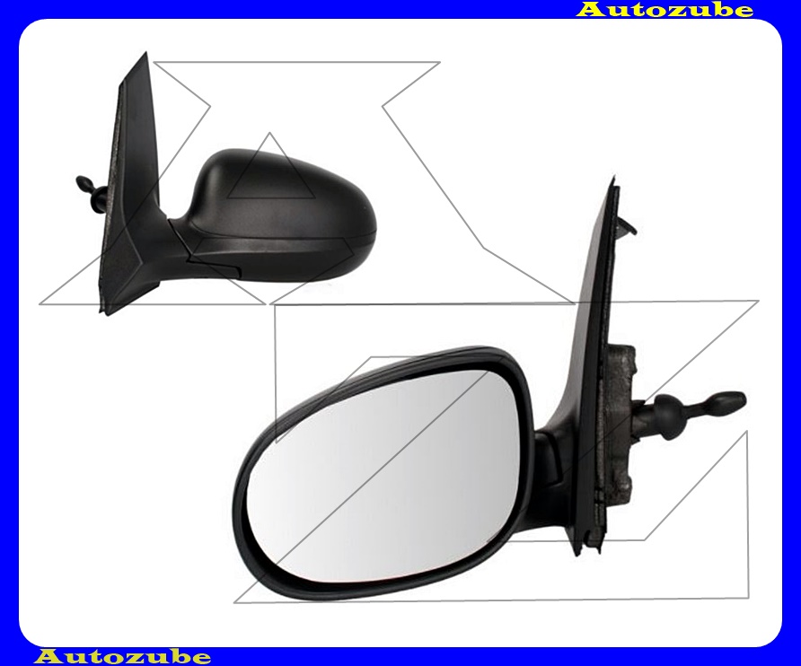 Visszapillantó tükör bal, manuális, domború tükörlappal, fekete borítással Visszapillantó tükör bal, manuális, domború tükörlappal, fekete borítással