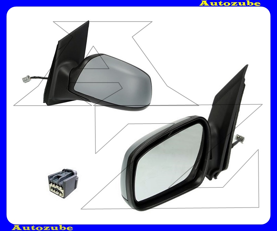 Visszapillantó tükör bal, elektromosan behajló, fűthető-domború tükörlappal, fényezhető borítással /7-PIN/