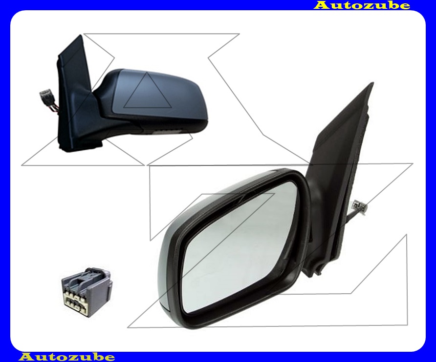 Visszapillantó tükör bal, elektromosan behajló, fűthető-domború tükörlappal, kilépőfénnyel, alapozott borítással /8-PIN/