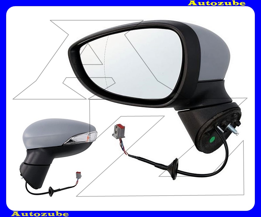 Visszapillantó tükör bal, elektromos, aszférikus tükörlappal, fényezhető borítással, irányjelzővel (5-pines)