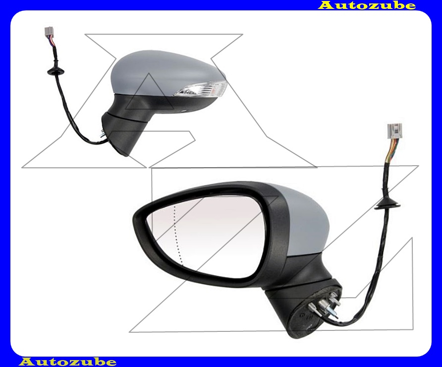 Visszapillantó tükör bal, elektromos, fűthető-aszférikus tükörlappal, kilépőfénnyel, fényezhető borítással, irányjelzővel Visszapillantó tükör bal, elektromos, fűthető-aszférikus tükörlappal, kilépőfénnyel, fényezhető borítással, irányjelzővel