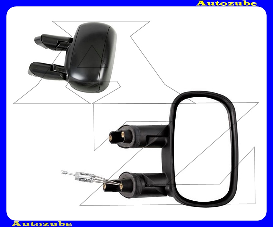 Visszapillantó tükör jobb, manuális, domború tükörlappal, fekete borítással Visszapillantó tükör jobb, manuális, domború tükörlappal, fekete borítással