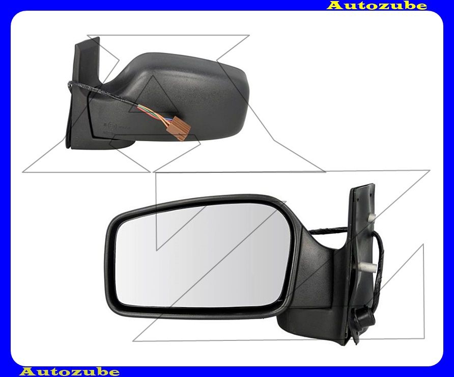 Visszapillantó tükör bal, elektromos, fűthető-domború tükörlappal, fekete borítással Visszapillantó tükör bal, elektromos, fűthető-domború tükörlappal, fekete borítással