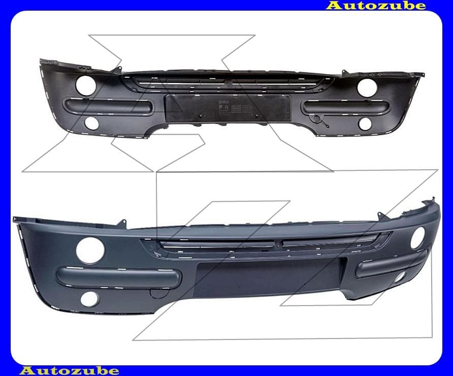 Első lökhárító alapozott, díszléclyukas Első lökhárító alapozott, díszléclyukas