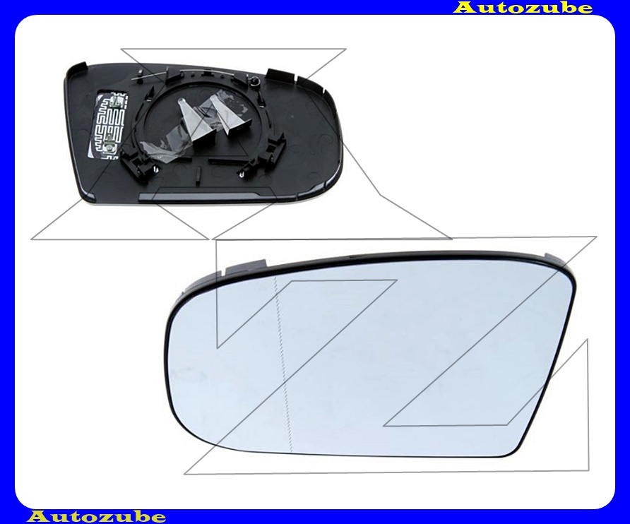 Visszapillantó tükörlap bal, fűthető-aszférikus (tartólappal) Visszapillantó tükörlap bal, fűthető-aszférikus (tartólappal)