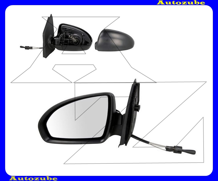 Visszapillantó tükör bal, manuális, domború tükörlappal, fényezhető borítással Visszapillantó tükör bal, manuális, domború tükörlappal, fényezhető borítással