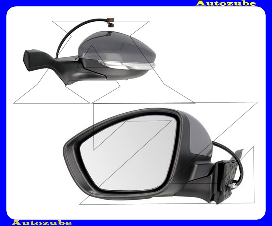 Visszapillantó tükör bal, elektromos, fűthető-domború tükörlappal, fényezhető borítással, irányjelzővel /7PIN/ Visszapillantó tükör bal, elektromos, fűthető-domború tükörlappal, fényezhető borítással, irányjelzővel /7PIN/