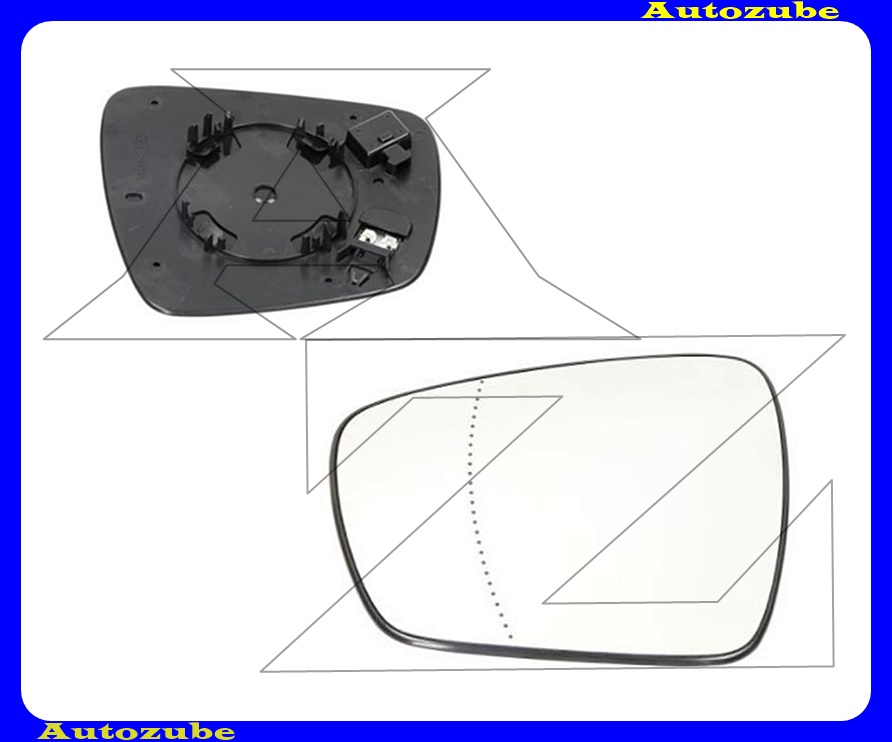 Visszapillantó tükörlap bal, fűthető-aszférikus (tartólappal) Visszapillantó tükörlap bal, fűthető-aszférikus (tartólappal)