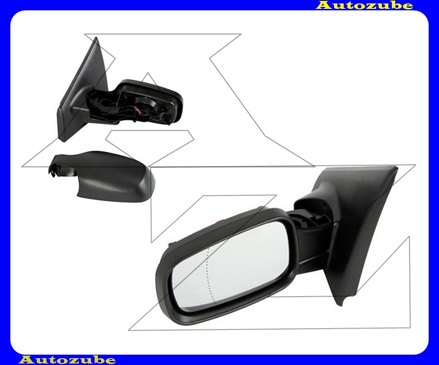 Visszapillantó tükör bal, elektromos, fűthető-aszférikus tükörlappal, fekete borítással Visszapillantó tükör bal, elektromos, fűthető-aszférikus tükörlappal, fekete borítással