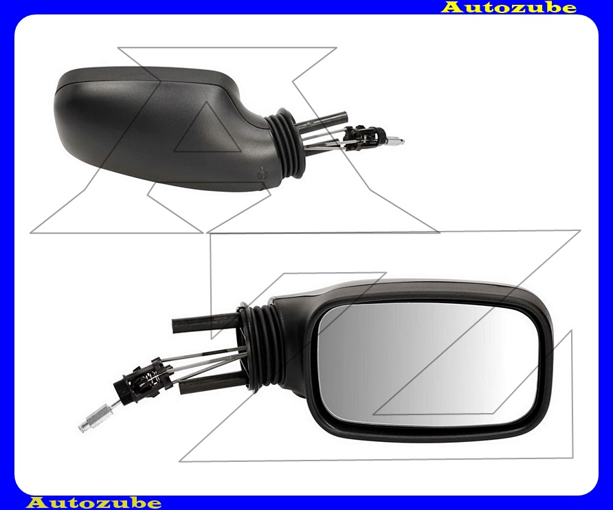 Visszapillantó tükör jobb, manuális, domború tükörlappal, fekete borítással Visszapillantó tükör jobb, manuális, domború tükörlappal, fekete borítással