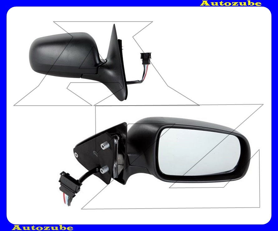 Visszapillantó tükör jobb, elektromos, fűthető-domború tükörlappal, fekete borítással Visszapillantó tükör jobb, elektromos, fűthető-domború tükörlappal, fekete borítással