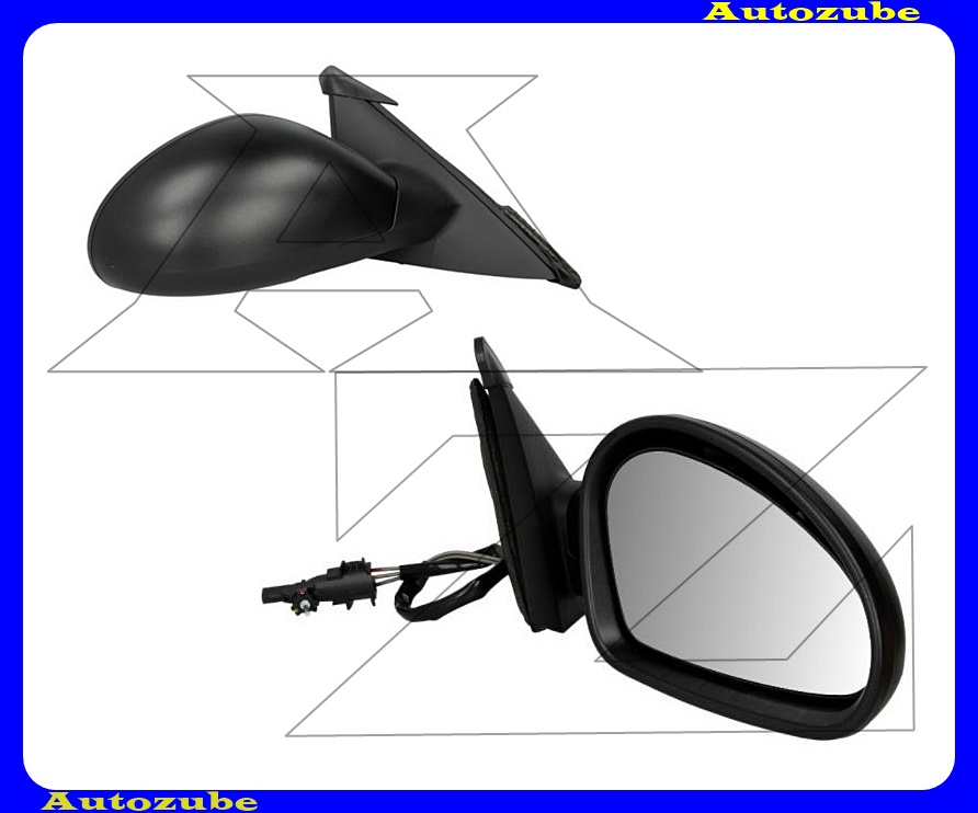 Visszapillantó tükör jobb, manuális, domború tükörlappal, fekete borítással Visszapillantó tükör jobb, manuális, domború tükörlappal, fekete borítással