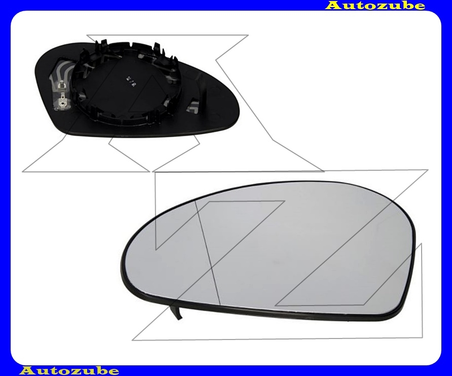 Visszapillantó tükörlap bal, fűthető-aszférikus (tartólappal) Visszapillantó tükörlap bal, fűthető-aszférikus (tartólappal)