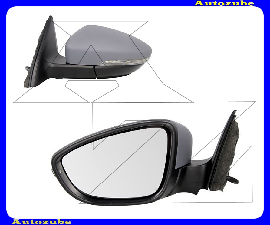 Visszapillantó tükör bal, elektromos, fűthető-domború tükörlappal, alapozott borítással, irányjelzővel Visszapillantó tükör bal, elektromos, fűthető-domború tükörlappal, alapozott borítással, irányjelzővel