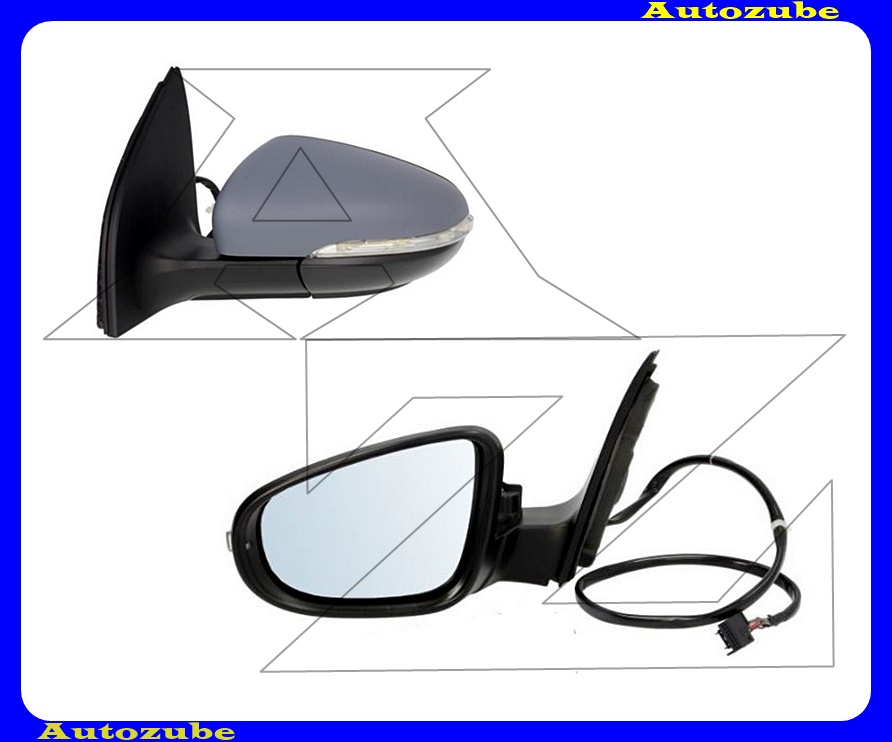 Visszapillantó tükör bal, elektromosan behajló, fűthető-aszférikus tükörlappal, kilépőfénnyel, fényezhető borítással, irányjelzővel Visszapillantó tükör bal, elektromosan behajló, fűthető-aszférikus tükörlappal, kilépőfénnyel, fényezhető borítással, irányjelzővel