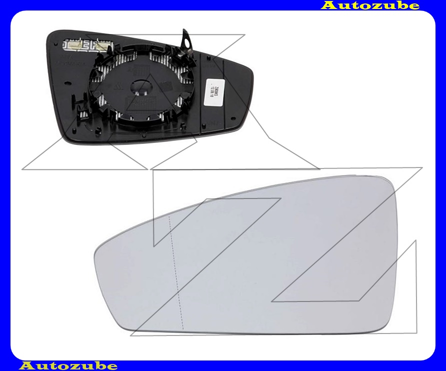 Visszapillantó tükörlap bal, fűthető-aszférikus (tartólappal) Visszapillantó tükörlap bal, fűthető-aszférikus (tartólappal)