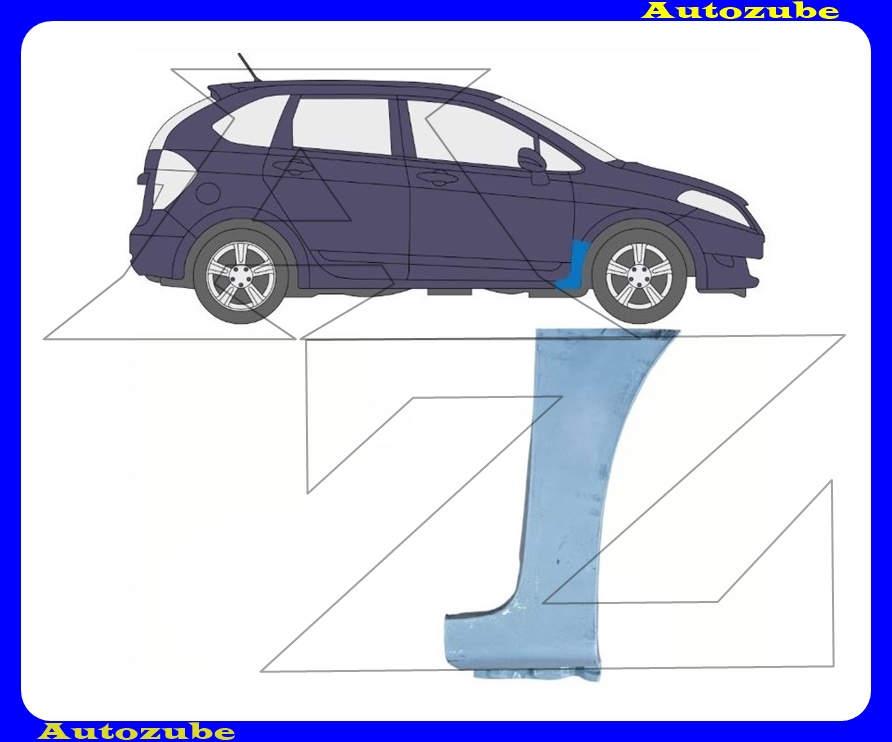 Első sárvédő hátsó alsó rész jobb (javítólemez) {POTRYKUS}