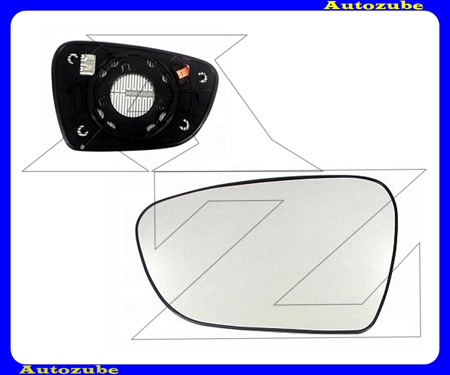 Visszapillantó tükörlap bal, fűthető-domború (tartólappal) Visszapillantó tükörlap bal, fűthető-domború (tartólappal)