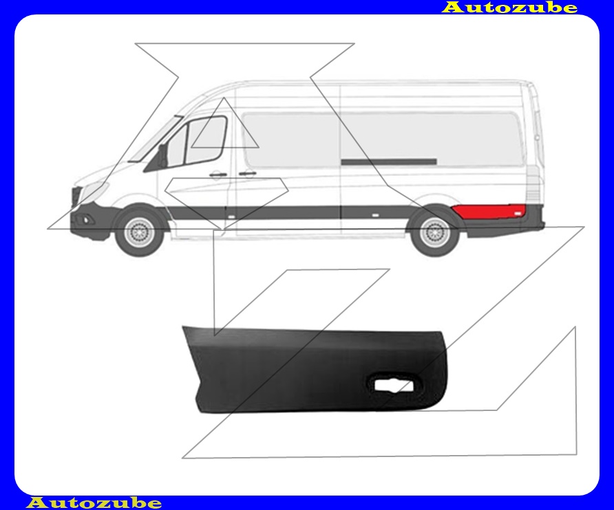 Hátsó sárvédő díszléc bal ív mögött, szélességjelzős Hátsó sárvédő díszléc bal ív mögött, szélességjelzős