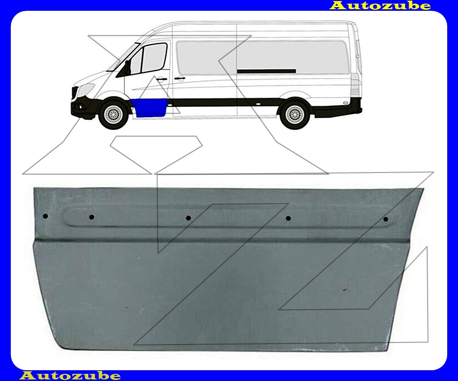 Ajtóborítás bal első alsó rész (39cm) (külső javítólemez) {KLOKKERHOLM} Ajtóborítás bal első alsó rész (39cm) (külső javítólemez) {KLOKKERHOLM}