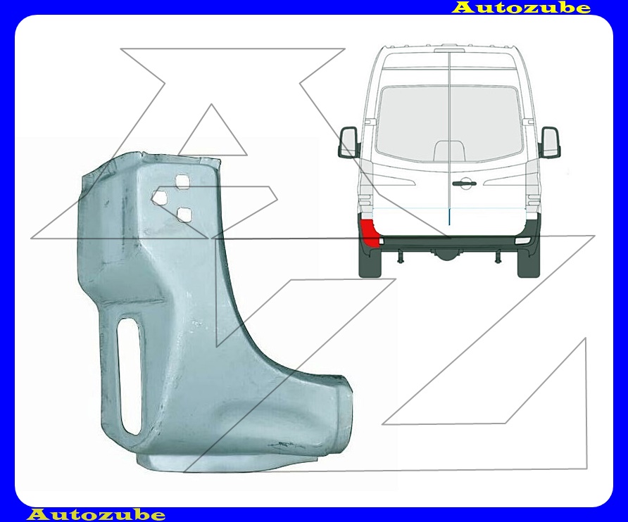Hátsó sárvédő saroklemez bal alsó (külső javítólemez) {KLOKKERHOLM} Hátsó sárvédő saroklemez bal alsó (külső javítólemez) {KLOKKERHOLM}