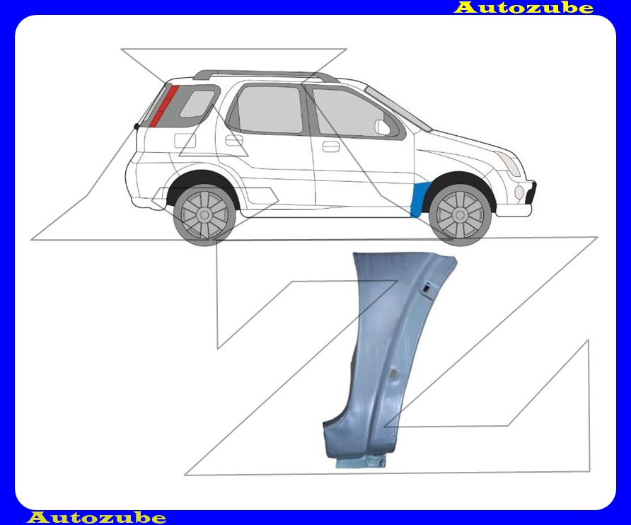 Első sárvédő hátsó alsó rész jobb  (javítólemez) {POTRYKUS}