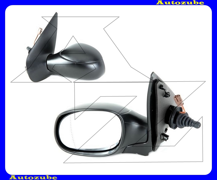 Visszapillantó tükör bal, manuális, fűthető-aszférikus tükörlappal, fekete borítással Visszapillantó tükör bal, manuális, fűthető-aszférikus tükörlappal, fekete borítással