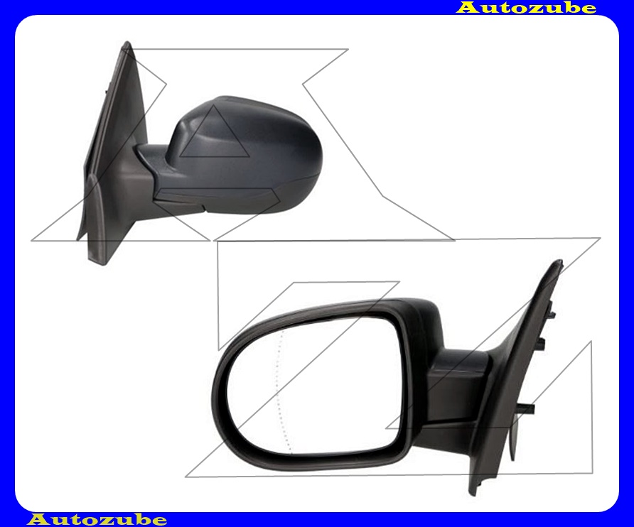 Visszapillantó tükör bal, elektromos, fűthető-domború tükörlappal, fekete borítással Visszapillantó tükör bal, elektromos, fűthető-domború tükörlappal, fekete borítással