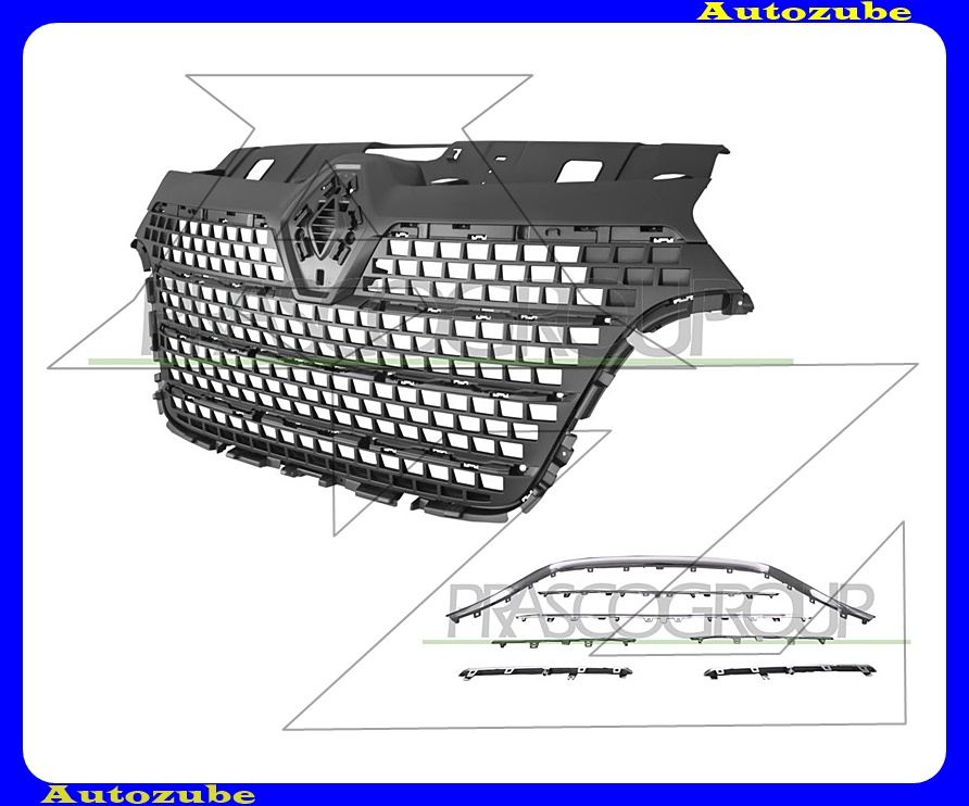 Hűtődíszrács fekete, krómlécekkel Hűtődíszrács fekete, krómlécekkel