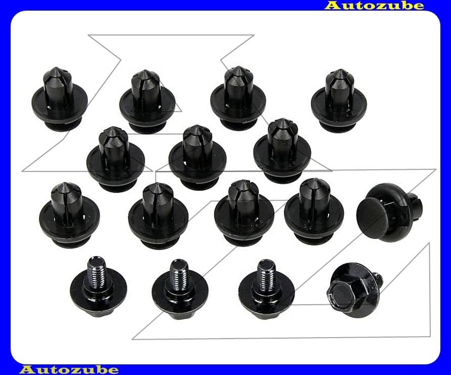 Alsó motorvédő burkolat rögzítő készlet (16db) {ROMIX} Alsó motorvédő burkolat rögzítő készlet (16db) {ROMIX}